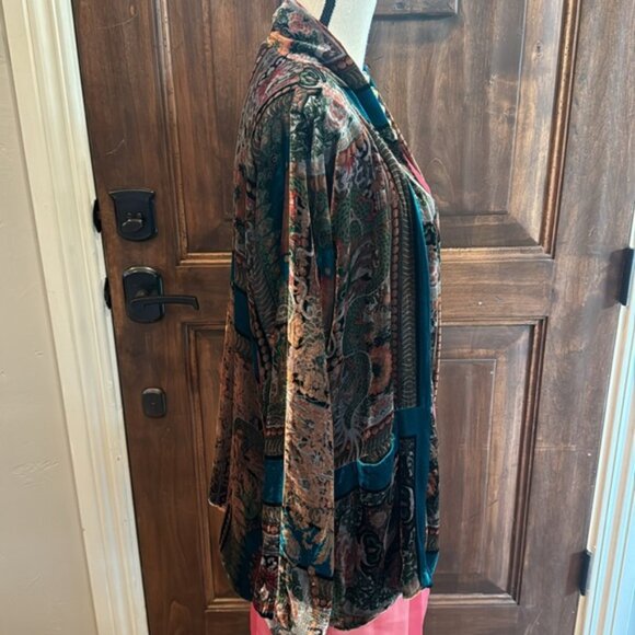 Johnny Was Velvet Multi Colored Cardigan - Picture 4 of 15